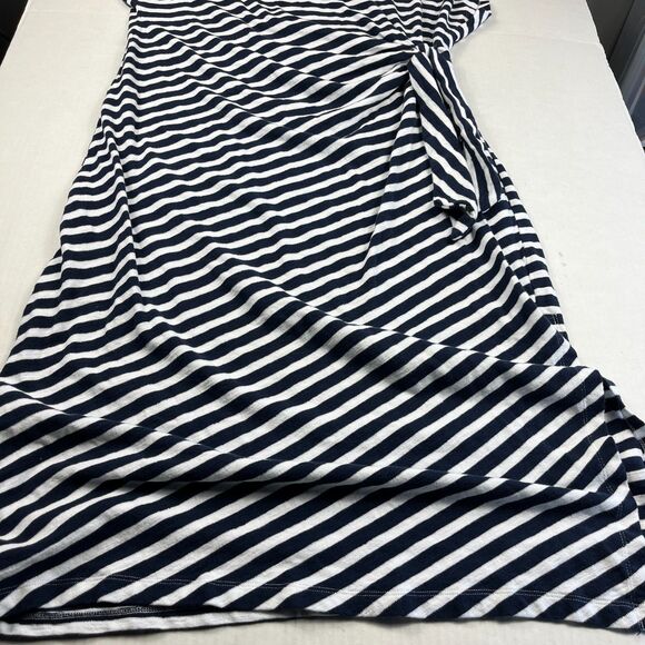 LOFT Striped Midi Dress Tie Waist Casual Coastal Nautical Summer Stretch XL - Picture 2 of 10